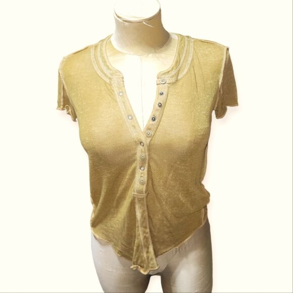 Free People Gold Shirt We the Free Gold Top XS Shirt - Picture 1 of 5